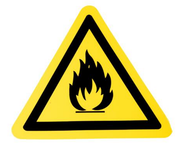 AUTOCOLLANT "DANGER MATIÈRES INFLAMMABLES" 18CM