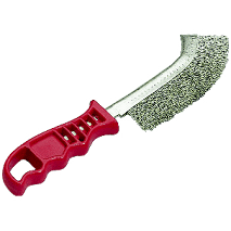 BROSSE DE FER ACIER TREMPÉ ONDULÉ [Dimension: Manche 260mm ergonomique. Sortie du fil 30mm]