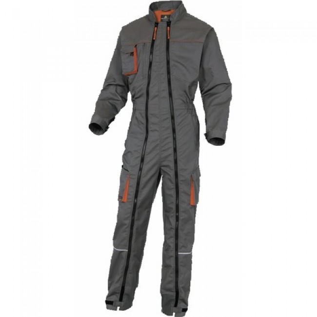 COMBINAISON DE TRAVAIL GRIS/ORANGE DOUBLE ZIP T L