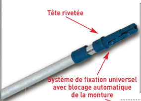 RALLONGE TÉLESCOPIQUE ALU TÊTE CONIQUE 60CM