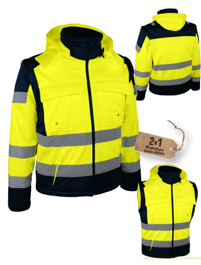 VESTE COUPE VENT SOFTSHELL HV [Taille: Taille M] [Couleur: Jaune]