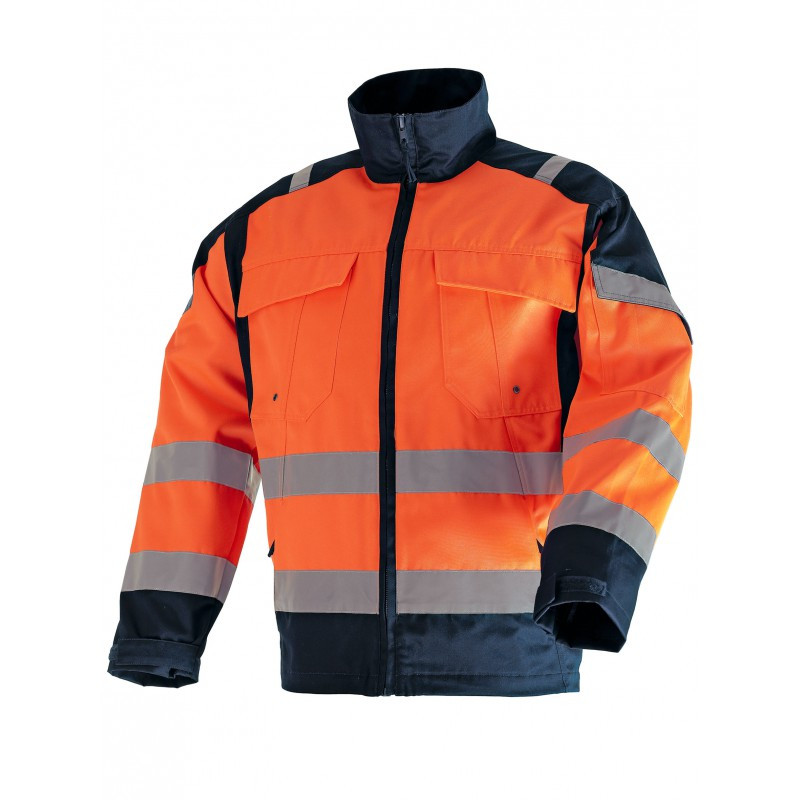 VESTE HAUTE-VISIBILITE ORANGE/MARINE [Taille: Taille S]