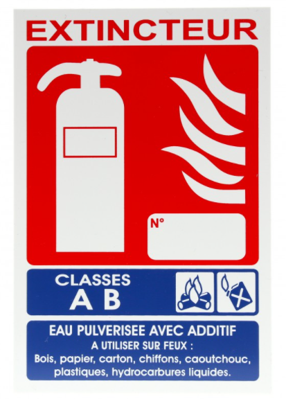 PANNEAU EXTINCTEUR AB EAU + ADDITIF
