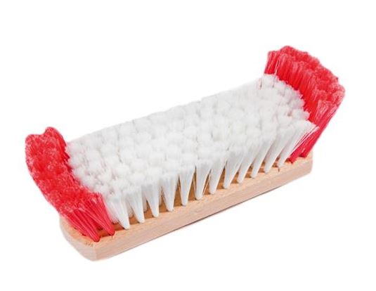 BROSSE/LAVE-PONT NYLON BLANC/ROUGE MONTURE BOIS