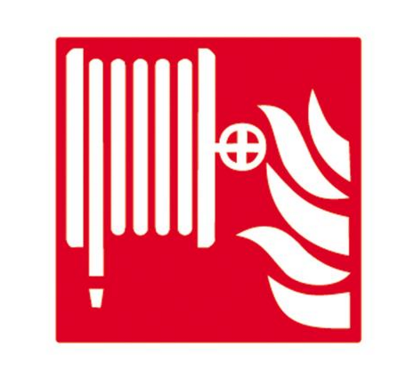 AUTOCOLLANT "EMPLACEMENT MANCHE À INCENDIE + FLAMME" 10CM