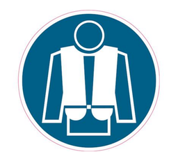 [OUA975] AUTOCOLLANT "GILET OBLIGATOIRE" Ø10CM